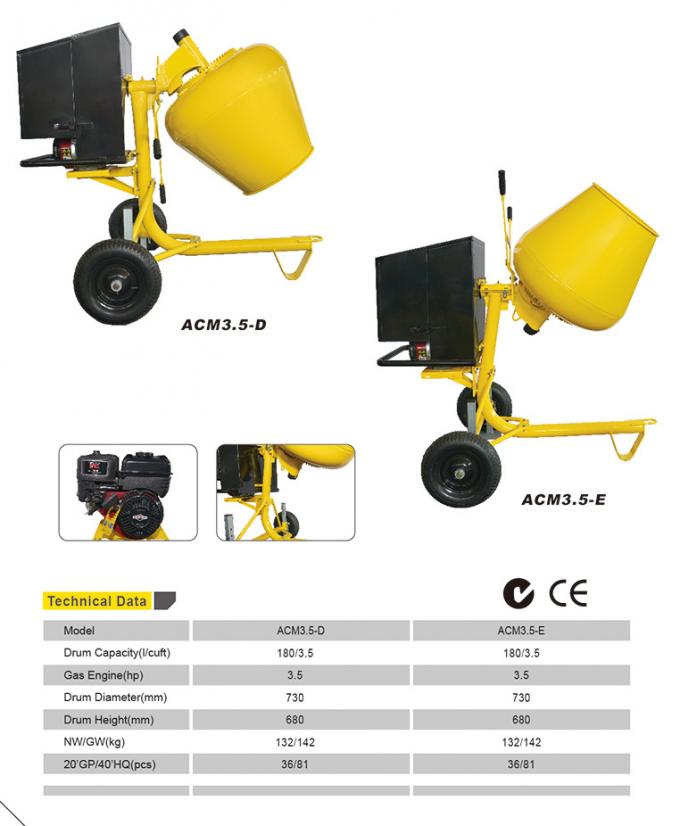 Ce-Oranje Elektrische het Cementmixer van de Certificatie150l Cementmixer 0